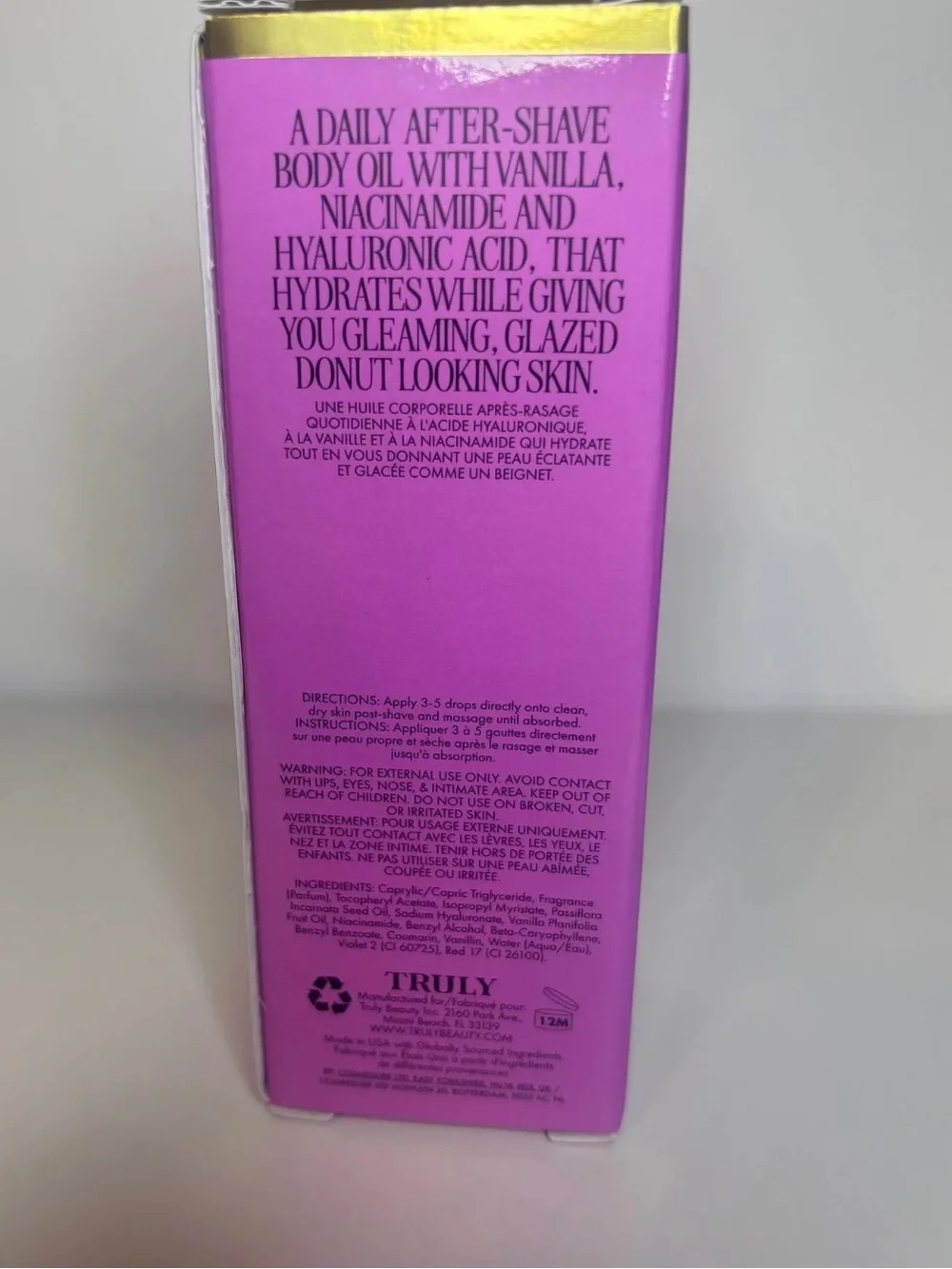 NEW/NIB Truly Glazed Donut After Shave Oil 3.1 fl oz / 90 mL